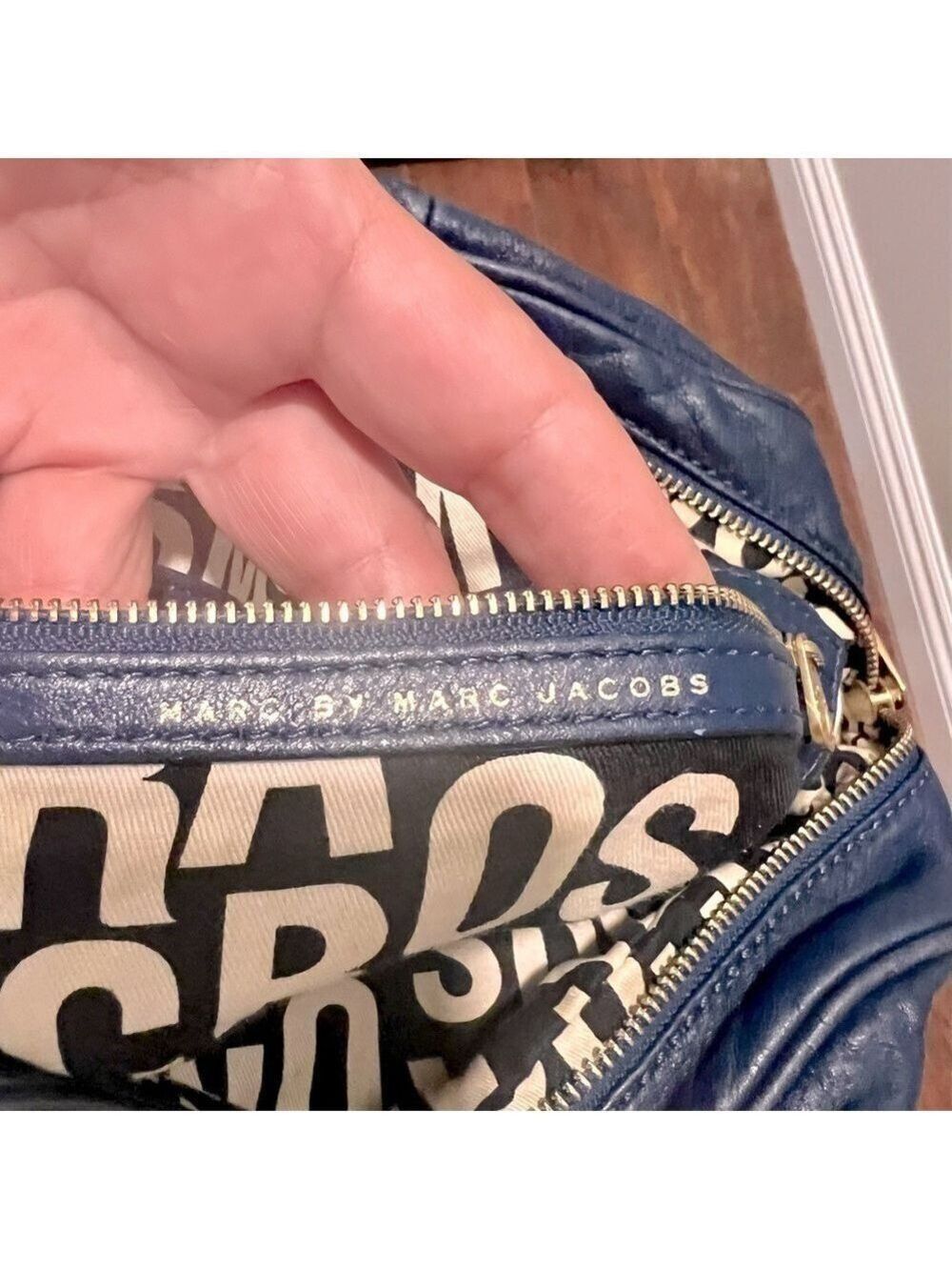 Marc BY MARC JACOBS blue leather satchel shoulder bag